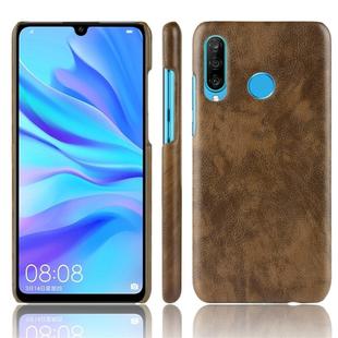 Shockproof Litchi Texture PC + PU Protective Case for Huawei P30 Lite (Brown)