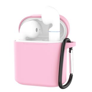Silicone Charging Box Protective Case with Carabiner for Huawei Honor FlyPods / FlyPods Pro / FreeBuds2 / FreeBuds2 Pro(Pink)