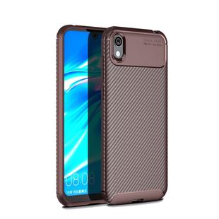 Carbon Fiber Texture Shockproof TPU Case for Huawei Honor 8S (Brown)