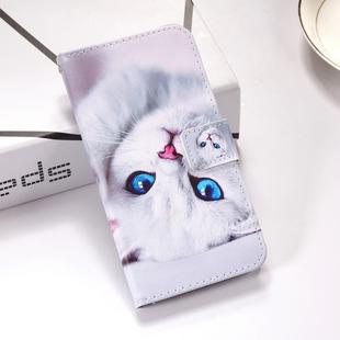 White Cat Pattern Colored Drawing Horizontal Flip Leather Case for Huawei Mate 20 Lite, with Holder & Card Slots & Wallet & Lanyard