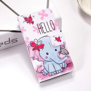 Butterfly Elephant Pattern Colored Drawing Horizontal Flip Leather Case for Huawei P Smart (2019), with Holder & Card Slots & Wallet & Lanyard