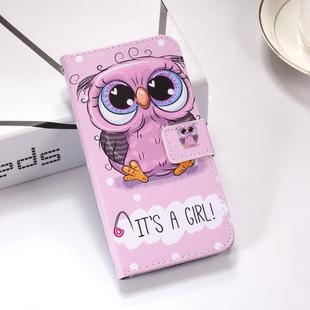 Cute Owl Pattern Colored Drawing Horizontal Flip Leather Case for Huawei P Smart (2019), with Holder & Card Slots & Wallet & Lanyard