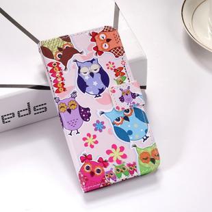 Colorful Owl Pattern Colored Drawing Horizontal Flip Leather Case for Huawei P Smart (2019), with Holder & Card Slots & Wallet & Lanyard