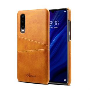 Suteni Calf Texture Protective Case for Huawei P30, with Card Slots (Brown)