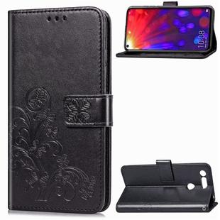 Lucky Clover Pressed Flowers Pattern Leather Case for Huawei V20, with Holder & Card Slots & Wallet & Hand Strap (Black)
