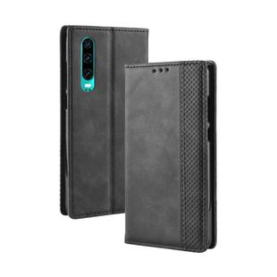 Magnetic Buckle Retro Crazy Horse Texture Horizontal Flip Leather Case for Huawei P30, with Holder & Card Slots & Photo Frame(Black)