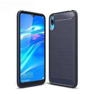 Brushed Texture Carbon Fiber Shockproof TPU Case for Huawei Enjoy 9 (Navy Blue)