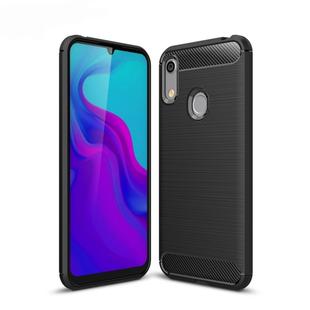 Brushed Texture Carbon Fiber Shockproof TPU Case for Huawei Honor 8A(Black)