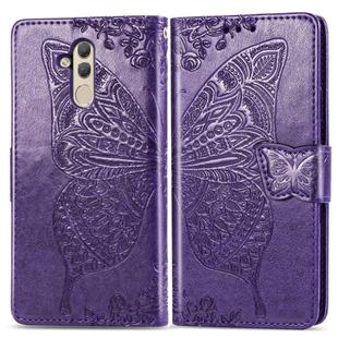 Butterfly Love Flowers Embossing Horizontal Flip Leather Case for Huawei Mate 20 Lite, with Holder & Card Slots & Wallet (Dark Purple)