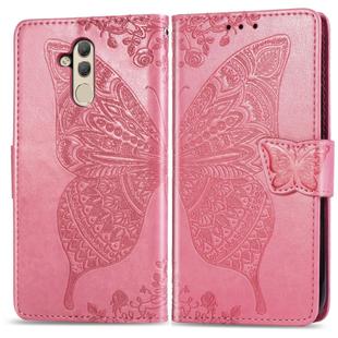 Butterfly Love Flowers Embossing Horizontal Flip Leather Case for Huawei Mate 20 Lite, with Holder & Card Slots & Wallet (Pink)