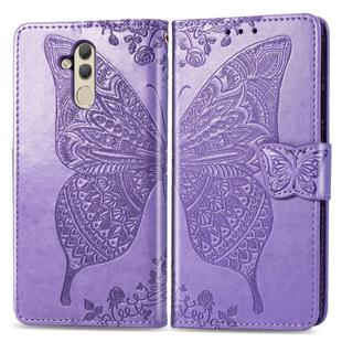 Butterfly Love Flowers Embossing Horizontal Flip Leather Case for Huawei Mate 20 Lite, with Holder & Card Slots & Wallet (Light Purple)