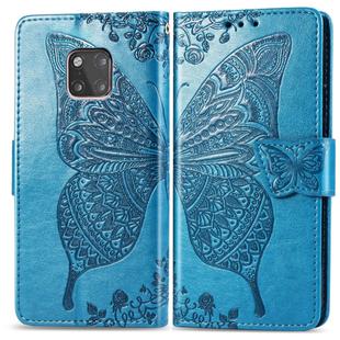 Butterfly Love Flowers Embossing Horizontal Flip Leather Case for Huawei Mate 20 Pro, with Holder & Card Slots & Wallet (Blue)