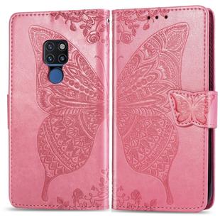 Butterfly Love Flowers Embossing Horizontal Flip Leather Case for Huawei Mate 20, with Holder & Card Slots & Wallet & Lanyard (Pink)