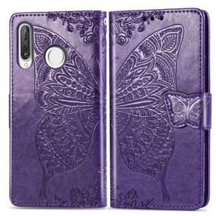 Butterfly Love Flowers Embossing Horizontal Flip Leather Case for Huawei P30 Lite / Nova 4e, with Holder & Card Slots & Wallet & Lanyard (Dark Purple)