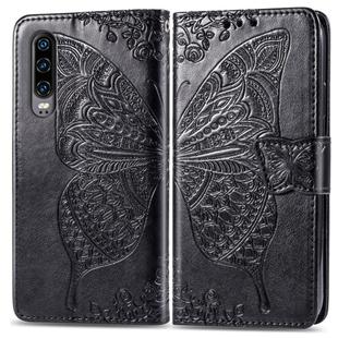 Butterfly Love Flowers Embossing Horizontal Flip Leather Case for Huawei P30, with Holder & Card Slots & Wallet & Lanyard (Black)