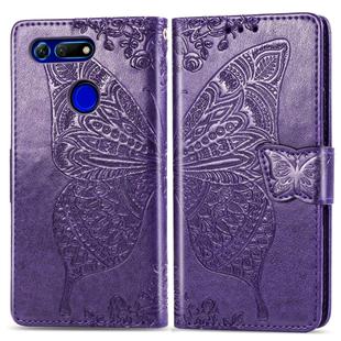 Butterfly Love Flowers Embossing Horizontal Flip Leather Case for Huawei V20, with Holder & Card Slots & Wallet & Lanyard (Dark Purple)