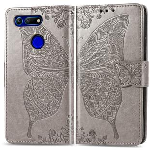 Butterfly Love Flowers Embossing Horizontal Flip Leather Case for Huawei V20, with Holder & Card Slots & Wallet & Lanyard (Grey)