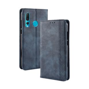 Magnetic Buckle Retro Texture Horizontal Flip Leather Case for Huawei nova 4, with Holder & Card Slots & Wallet (Blue)