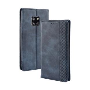 Magnetic Buckle Retro Texture Horizontal Flip Leather Case for Huawei Mate 20 Pro, with Holder & Card Slots & Wallet (Blue)