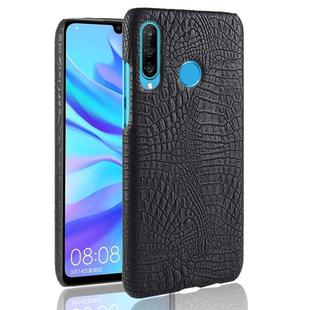 Shockproof Crocodile Texture PC + PU Case for Huawei nova 4e (Black)