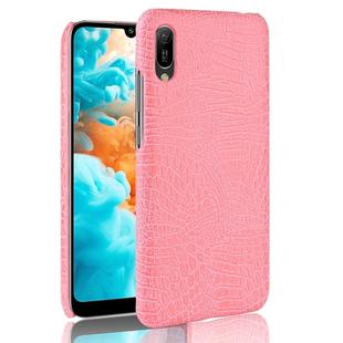Shockproof Crocodile Texture PC + PU Case for Huawei Y6 Pro (2019) (Pink)