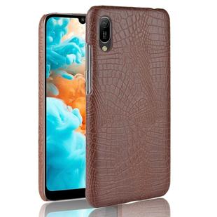 Shockproof Crocodile Texture PC + PU Case for Huawei Y6 Pro (2019) (Brown)