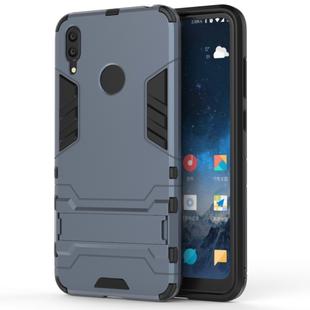 Shockproof PC + TPU Case for Huawei Y7(2019), with Holder(Navy Blue)