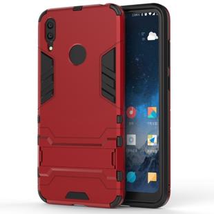 Shockproof PC + TPU Case for Huawei Y7(2019), with Holder(Red)