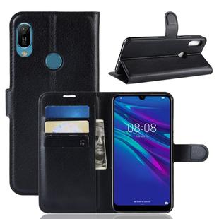 Litchi Texture Horizontal Flip Leather Case for Huawei Y6 2019, with Wallet & Holder & Card Slots(Black)