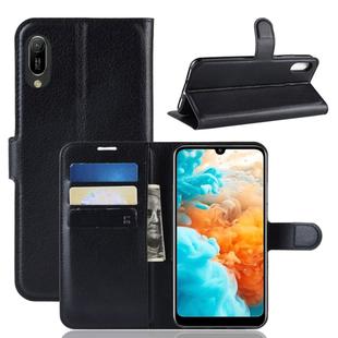 Litchi Texture Horizontal Flip Leather Case for Huawei Y6 Pro 2019, with Wallet & Holder & Card Slots(Black)