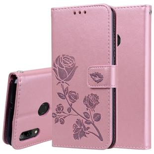 Rose Embossed Horizontal Flip PU Leather Case for Huawei P Smart 2019, with Holder & Card Slots & Wallet (Rose Gold)