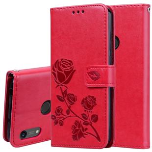 Rose Embossed Horizontal Flip PU Leather Case for Huawei Honor 8A/Y6 2019, with Holder & Card Slots & Wallet(Red)