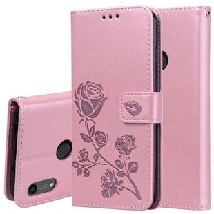 Rose Embossed Horizontal Flip PU Leather Case for Huawei Honor 8A/Y6 2019, with Holder & Card Slots & Wallet(Rose Gold)