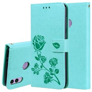 Rose Embossed Horizontal Flip PU Leather Case for Huawei Honor 8C, with Holder & Card Slots & Wallet (Green)