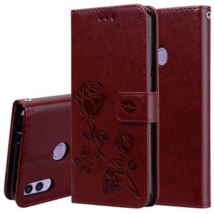 Rose Embossed Horizontal Flip PU Leather Case for Huawei Honor 8C, with Holder & Card Slots & Wallet (Brown)