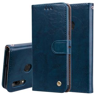 Business Style Oil Wax Texture Horizontal Flip Leather Case for Huawei P Smart 2019, with Holder & Card Slots & Wallet (Blue)