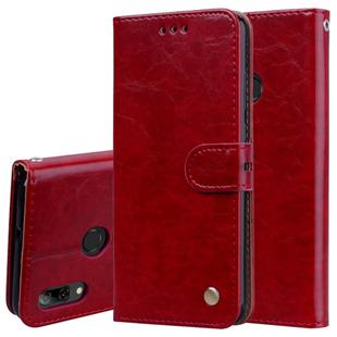Business Style Oil Wax Texture Horizontal Flip Leather Case for Huawei P Smart 2019, with Holder & Card Slots & Wallet (Red)