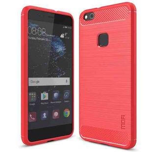 MOFI Brushed Texture Carbon Fiber Shockproof TPU Case for Huawei P10 Lite(Red)