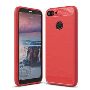 For Huawei  Honor 9 Lite Brushed Texture Carbon Fiber Shockproof TPU Protective Back Case (Red)