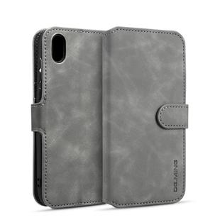 DG.MING Retro Oil Side Horizontal Flip Case for Huawei Honor Y5 (2019), with Holder & Card Slots & Wallet (Grey)