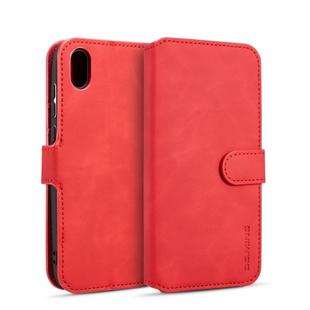 DG.MING Retro Oil Side Horizontal Flip Case for Huawei Honor Y5 (2019), with Holder & Card Slots & Wallet (Red)