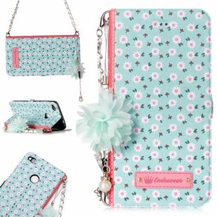 For Huawei  P8 Lite (2017) Daisy Flower Pattern Horizontal Flip Leather Case with Holder & Card Slots & Pearl Flower Ornament & Chain