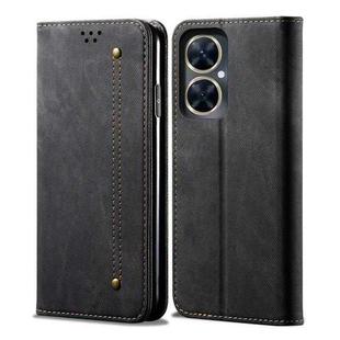 Denim Texture Flip Leather Phone Case For Huawei Maimang 20 / Enjoy 60 Pro / nova 11i(Black)