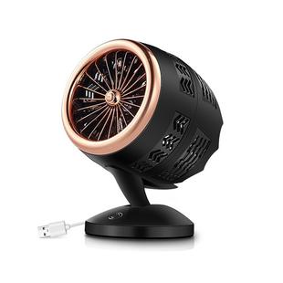Portable Adjustable Mini USB Charging Air Convection Cycle Desktop Electric Fan Air Cooler, Support 2 Speed Control (Black Gold)
