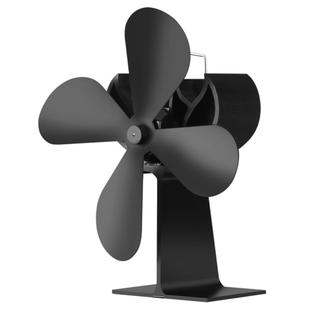 XL BLFS-001 4-Blade Aluminum Heat Powered Ultra Quiet Fireplace Stove Fan(Black)