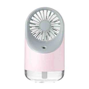 Multi-function USB Charging Spray Humidification Desktop Electric Fan with LED Warm Yellow Reading Lamp, Support 3 Speed Control(Pink)
