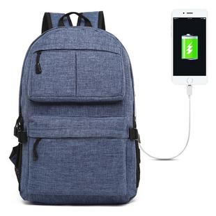 Universal Multi-Function Oxford Cloth Laptop Shoulders Bag Backpack with External USB Charging Port, Size: 46x32x12cm, For 15.6 inch and Below Macbook, Samsung, Lenovo, Sony, DELL Alienware, CHUWI, ASUS, HP(Blue)