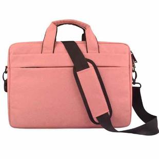 Breathable Wear-resistant Thin and Light Fashion Shoulder Handheld Zipper Laptop Bag with Shoulder Strap, For 13.3 inch and Below Macbook, Samsung, Lenovo, Sony, DELL Alienware, CHUWI, ASUS, HP(Pink)
