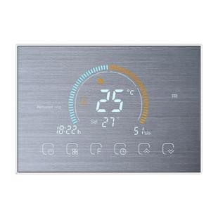 BHT-8000-GC-SS Brushed Stainless Steel Mirror Controlling Water/Gas Boiler Heating Energy-saving and Environmentally-friendly Smart Home Negative Display LCD Screen Round Room Thermostat without WiFi