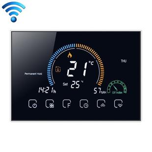 BHT-8000-GALW Control Water Heating Energy-saving and Environmentally-friendly Smart Home Negative Display LCD Screen Round Room Thermostat with WiFi(Black)
